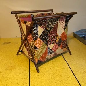 Vintage Sewing/Knitting Folding Bag with Wood Frame